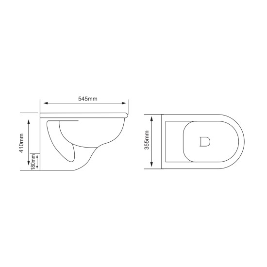 Wall-hung toilet PUNO 301 RIMLESS