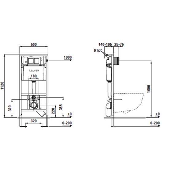 Rėmas potinkinis LIS CW1 Dual Flush 4.5/3 l reguliuojamas iki 6/3 l