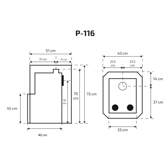 Akcija! Krosnelė Skamet P-11640 PRV dešininė su 40L nerūd. plieno vandens talpa