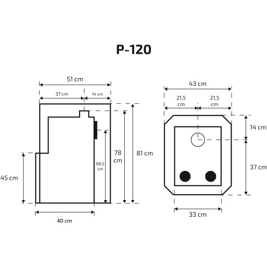 Akcija! Krosnelė Skamet P-12040 PRV dešininė su 40L nerūd. plieno vandens talpa