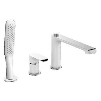 Faucet ALEA 203/3 from the edge of the bath 3d. white chrome Faucet ALEA 203/3 from the edge of the bath 3d. white chrome