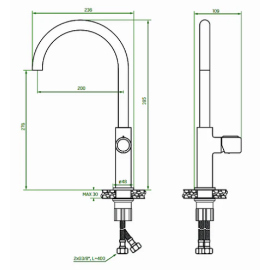 Maišytuvas PETO 303 NG plautuvei juodas