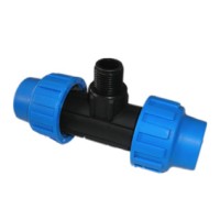 Trišakis PE išorinis sriegis 25x1x25 mėlynas