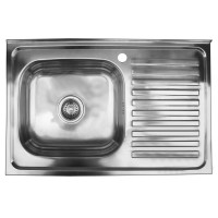 Stainless steel sink 8050 right, top mounted with siphon