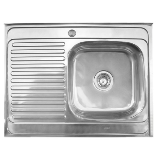 Nerūdijančio plieno plautuvė 864 kairė uždedama su sifonu 0.8mm