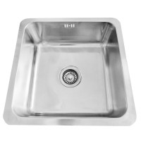 The stainless steel sink D4040TS with siphon is installed from below the countertop