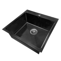 Nerūsējošā tērauda izlietne D5050H BLACK/SATIN ar sifonu 1,0 mm