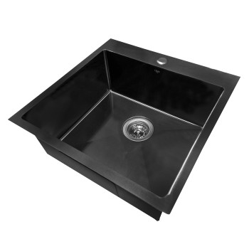 Nerūsējošā tērauda izlietne D5050H BLACK/SATIN ar sifonu 1,0 mm Nerūsējošā tērauda izlietne D5050H BLACK/SATIN ar sifonu 1,0 mm