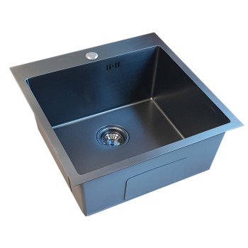 Nerūdijančio plieno plautuvė D5050HB BLACK su sifonu Nerūdijančio plieno plautuvė D5050HB BLACK su sifonu