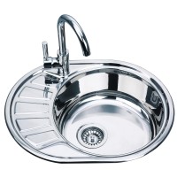 Nerūdijančio plieno plautuvė D5745P kairė 0.6 mm su sifonu