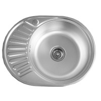 Nerūdijančio plieno plautuvė D5745 kairė DEKOR 0.6 mm su sifonu