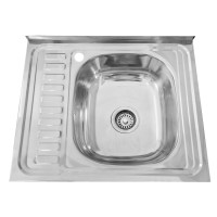 The stainless steel sink D6050AB left is installed with a siphon