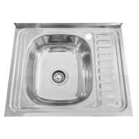 The stainless steel sink D6050AB right is installed with a siphon