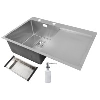 Stainless steel sink D6845H SATIN right with siphon