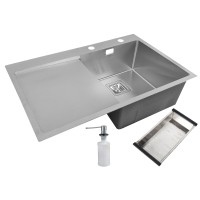 Stainless steel sink D7850H SATIN left with siphon