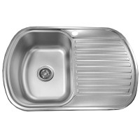 Мойка из нержавейки D7349P правая ДЕКОР с сифоном