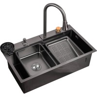 Stainless steel sink D7546HB BLACK (kitchen sink set)
