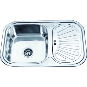 Nerūsējošā tērauda izlietne D7549P 750x490 0,6 dec. lietus ar sifonu  Nerūsējošā tērauda izlietne D7549P 750x490 0,6 dec. lietus ar sifonu