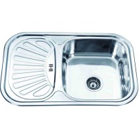 Stainless steel sink D7549P 750x490 0.6 dec. left with a siphon 