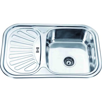 Nerūsējošā tērauda izlietne D7549P 750x490 0,6 dec. pa kreisi ar sifonu  Nerūsējošā tērauda izlietne D7549P 750x490 0,6 dec. pa kreisi ar sifonu