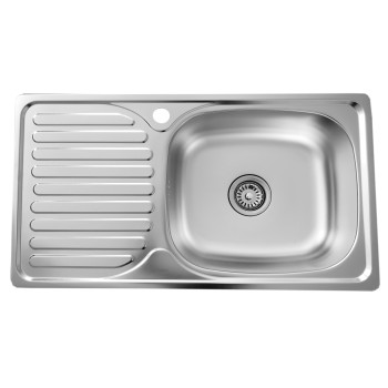 Nerūdijančio plieno plautuvė D7642P kairė su sifonu Nerūdijančio plieno plautuvė D7642P kairė su sifonu