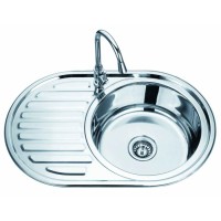 Nerūdijančio plieno plautuvė D7750PF kairė su sifonu