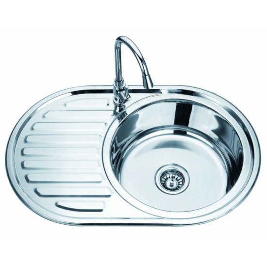 Akcija! Nerūdijančio plieno plautuvė D7750PF kairė su sifonu