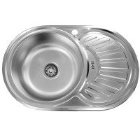 Мойка из нержавейки D7750PL правая с сифоном