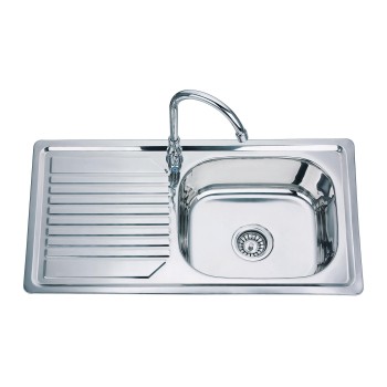 Nerūsējošā tērauda izlietne D8043P 800x435 0,6 pa kreisi ar sifonu Nerūsējošā tērauda izlietne D8043P 800x435 0,6 pa kreisi ar sifonu
