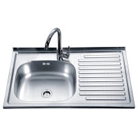 Stainless steel sink D8050AB right is installed with a siphon 0.6 mm