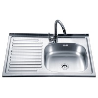 Stainless steel sink D8050AB left is applied with a siphon 0.6 mm