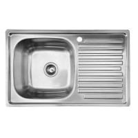 Stainless steel sink D8050PF right with siphon built-in