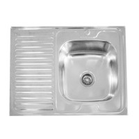 Stainless steel sink D8060A 800x600 0.5 mm left. with a siphon 