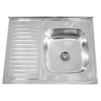 Stainless steel sink D8060A left with siphon 0.8 mm