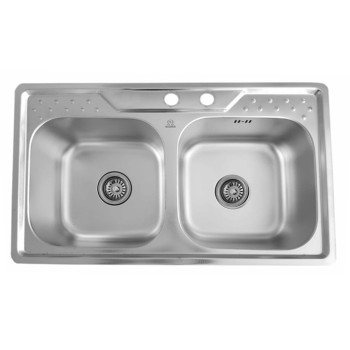 Nerūdijančio plieno plautuvė D8348FN su sifonu Nerūdijančio plieno plautuvė D8348FN su sifonu