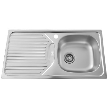 Nerūdijančio plieno plautuvė D8643C kairė su sifonu Nerūdijančio plieno plautuvė D8643C kairė su sifonu