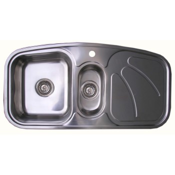 Akcija! Nerūdijančio plieno plautuvė NH370S dešinė su sifonu Akcija! Nerūdijančio plieno plautuvė NH370S dešinė su sifonu