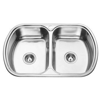 Nerūsējošā tērauda izlietne S7749P 770x490 0.8 ar sifonu Nerūsējošā tērauda izlietne S7749P 770x490 0.8 ar sifonu