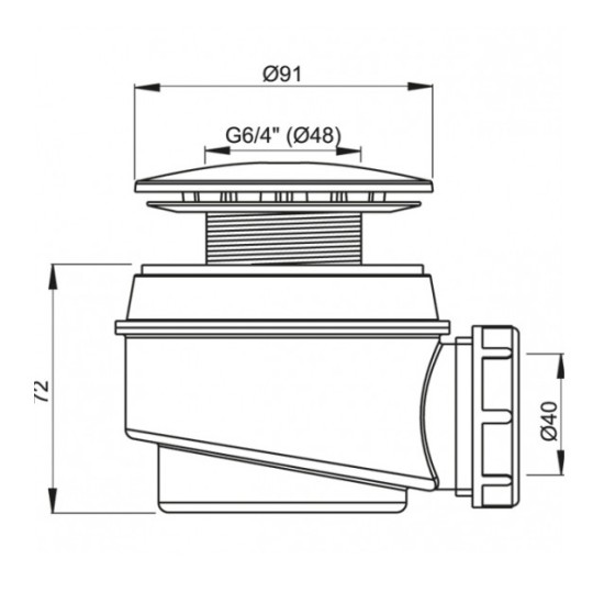 Sifonas AP dušo padėklui, chromuotas ventilis, 60mm