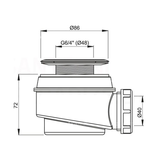 Sifonas AP dušo padėklui nerūd. plieno grotelės 60mm