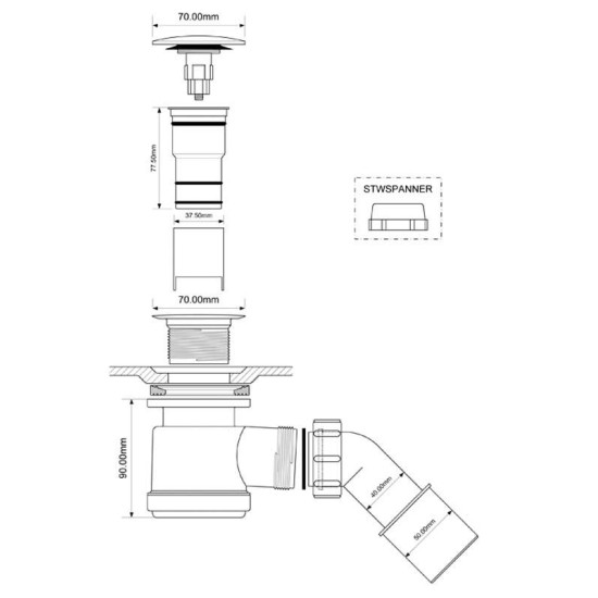 Sifonas HC26CLCP 50mm chrom