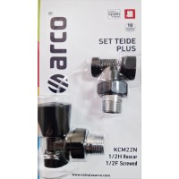 Vārsts ar iekšējo/ārējo vītni melns KCM22N ARCO (komplekts)