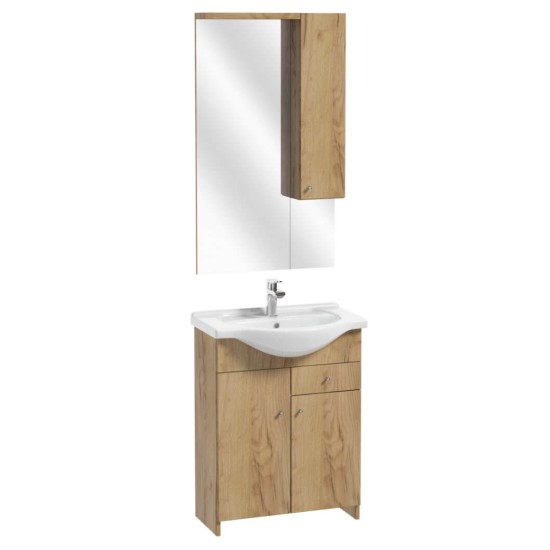 Vonios kambario spintelė su praustuvu ir veidrodžiu 106-Z6501 D65 ruda
