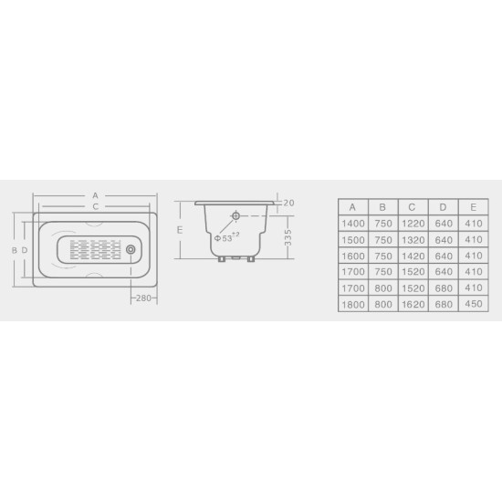 Cast iron bathtub DONNI 140x75x42