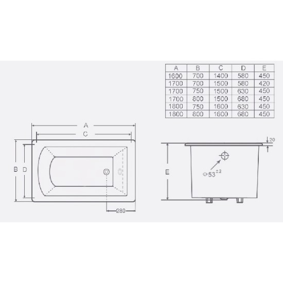 Čuguna vanna ELITE 160x70x45