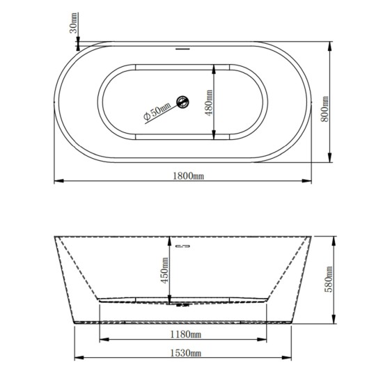 Akrilinė vonia JAVA 203 balta 180 cm