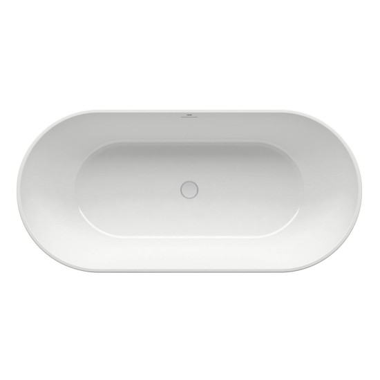 Vonia Freedom O 169 x 80, laisvai pastatoma, balta, sifono dangtelis baltos/juodos/chromo spalvos