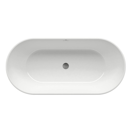 Vonia Freedom O 169 x 80, laisvai pastatoma, balta, sifono dangtelis baltos/juodos/chromo spalvos