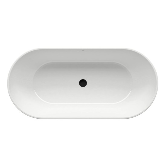 Vonia Freedom O 169 x 80, laisvai pastatoma, balta, sifono dangtelis baltos/juodos/chromo spalvos