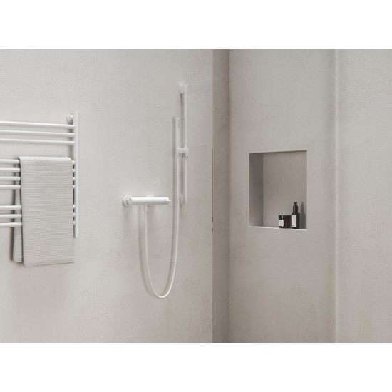 974.10WV Dušo stovas Chrome su reguliuojamu laikikliu 70 cm, White Velvet